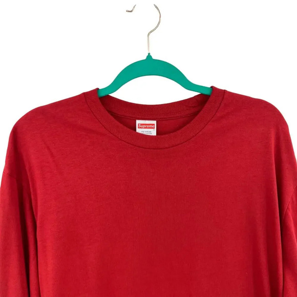 Supreme Blank Red Long Sleeve Cotton Tee Shirt Size Large - Picture 2 of 9